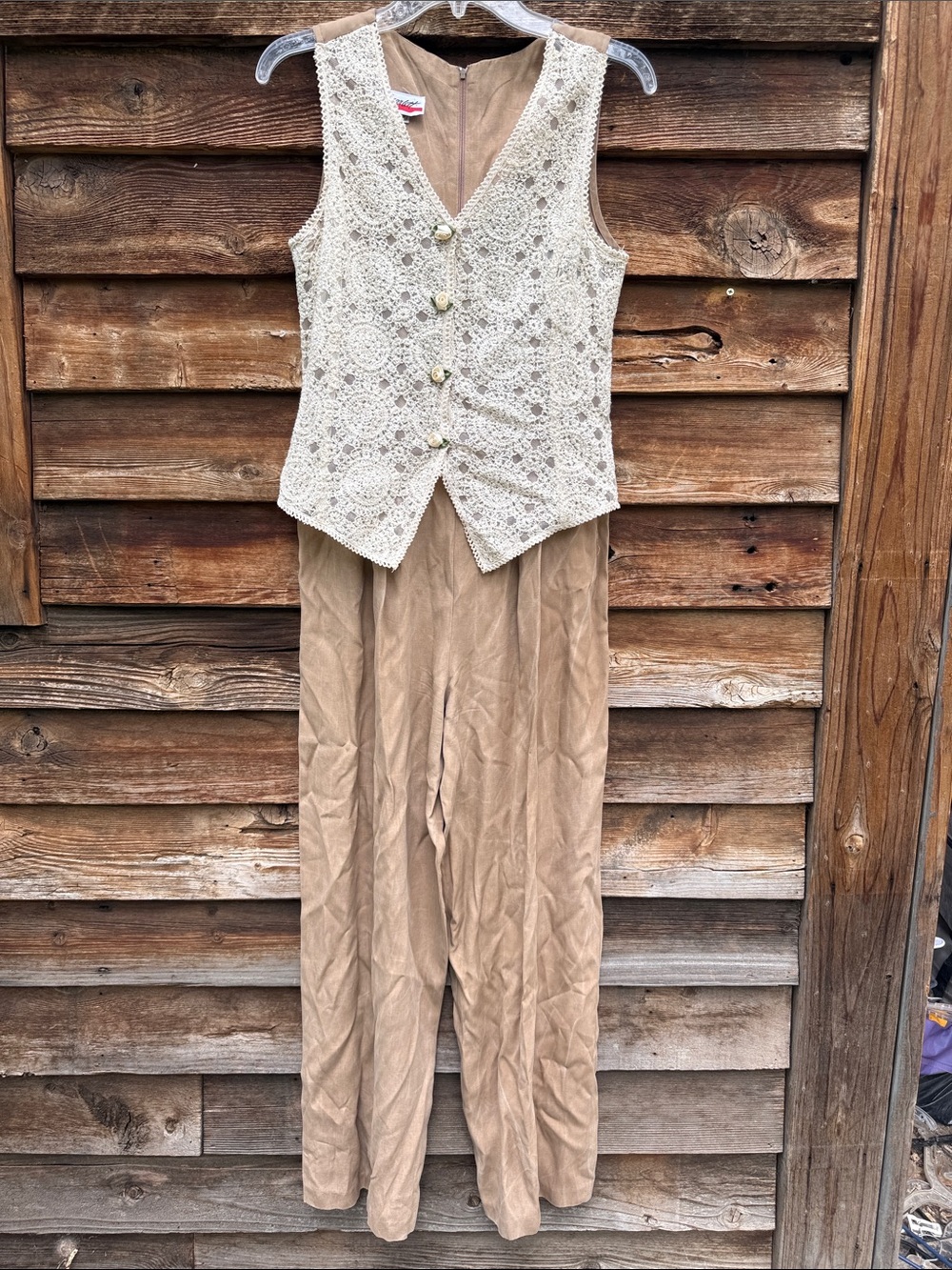 Scarlett rare vintage pants suit jumpsuit lace detail back tie